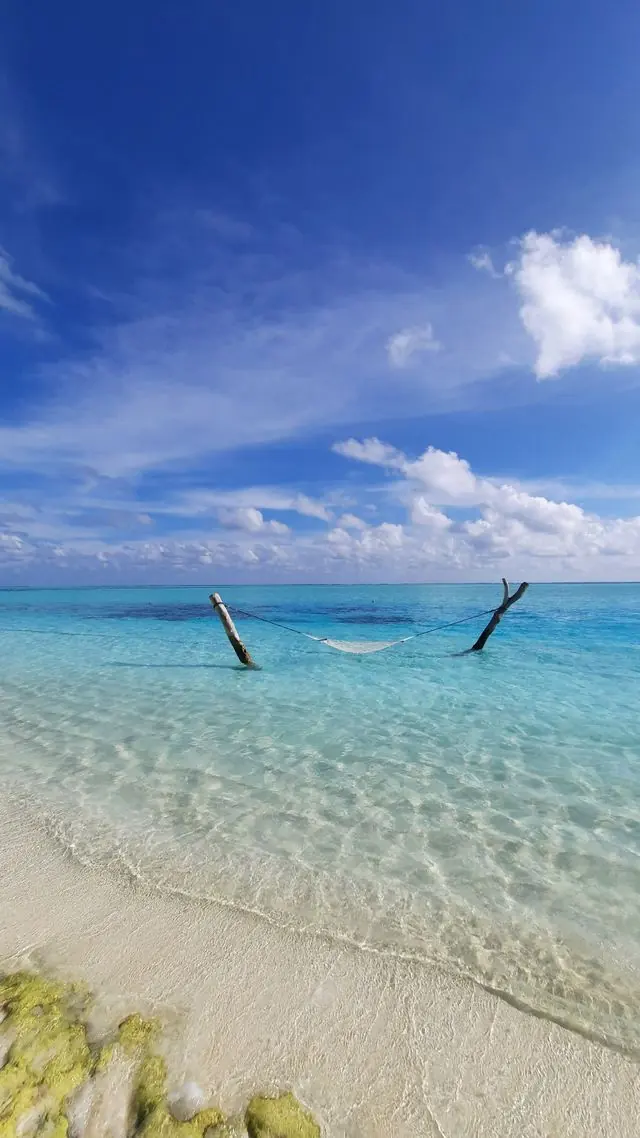 Malediven, Haengematte im Wasser